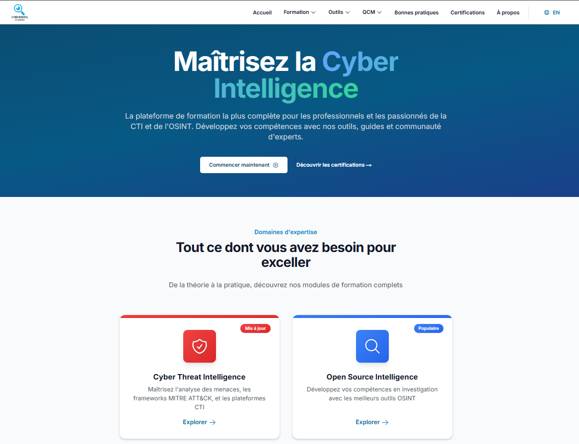 Aperçu de cyberintel-academy.com